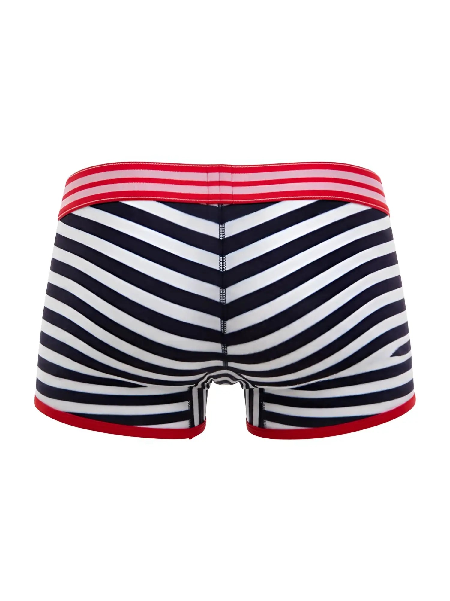 Navy and white diagonal striped JOR 2334 Santorini trunks with red trim boxer briefs for comfortable wear
