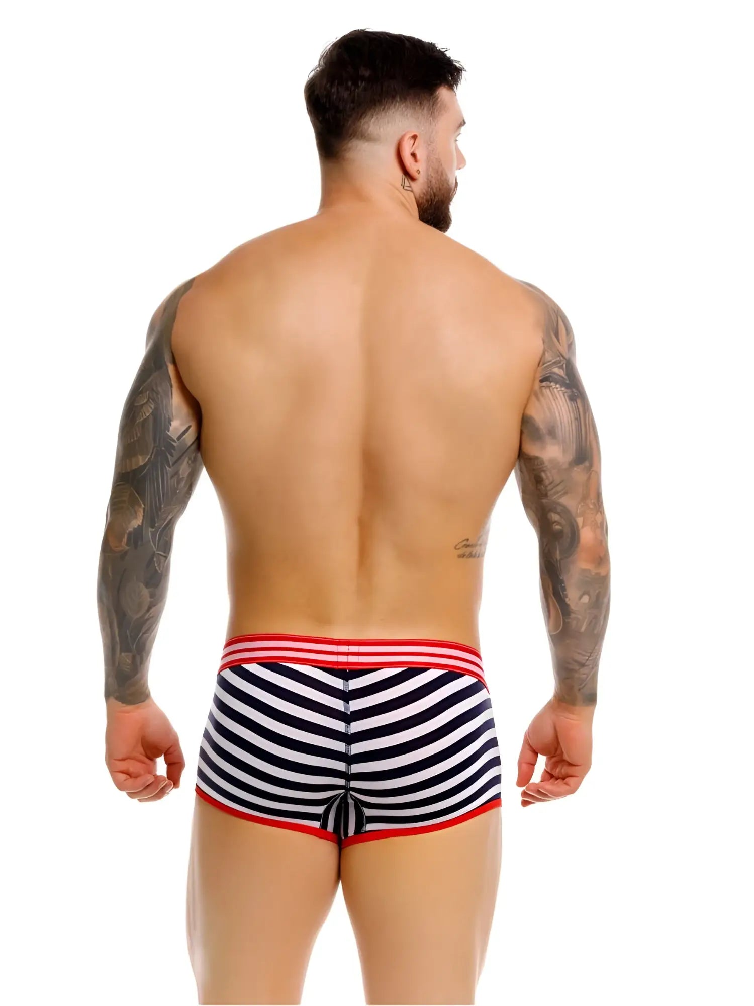 Jord 2334 santorini trunks striped navy and white briefs with red trim for comfortable daily wear