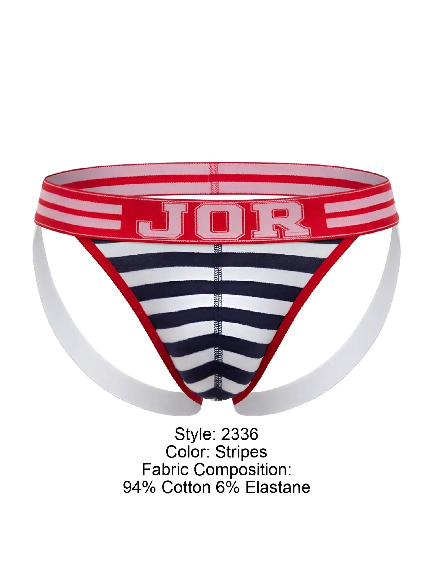 Red and navy blue striped jor 2336 santorini jockstrap briefs with white trim designed for comfortable support
