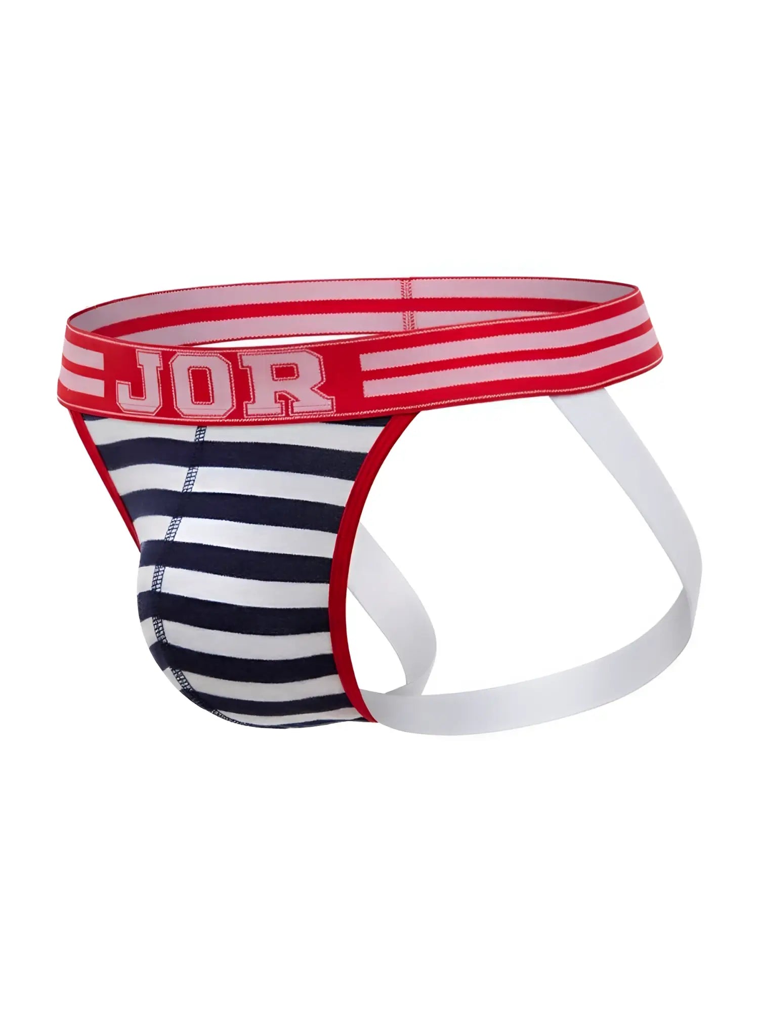 Jor 2336 santorini jockstrap color stripes red white navy briefs with red waistband and jor logo
