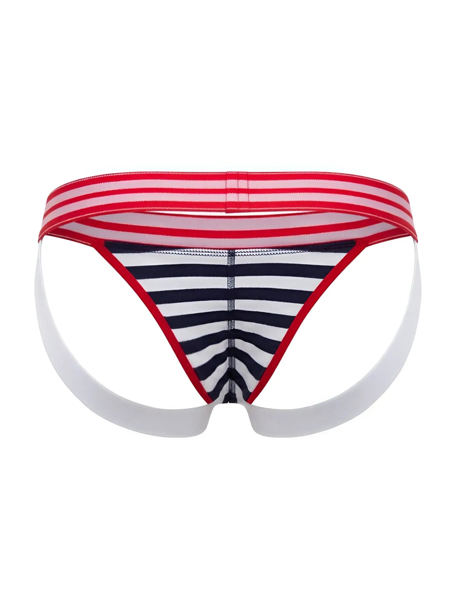 Jor 2336 santorini jockstrap color stripes men’s briefs with red white and navy blue stripes and supportive waistband