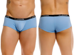 Jor 2345 cannes light blue men’s briefs with black elastic waistband featuring brand logo and star emblem