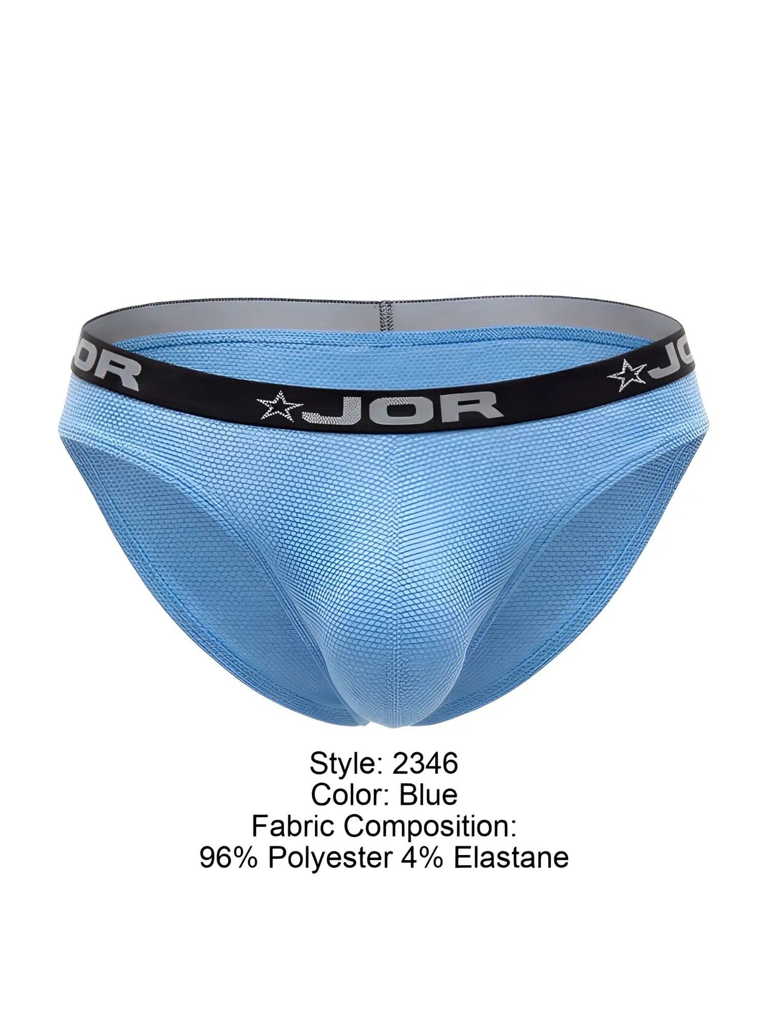 Light blue jor 2346 cannes bikini briefs made of 96 polyester 4 elastane with black waistband and jor logo