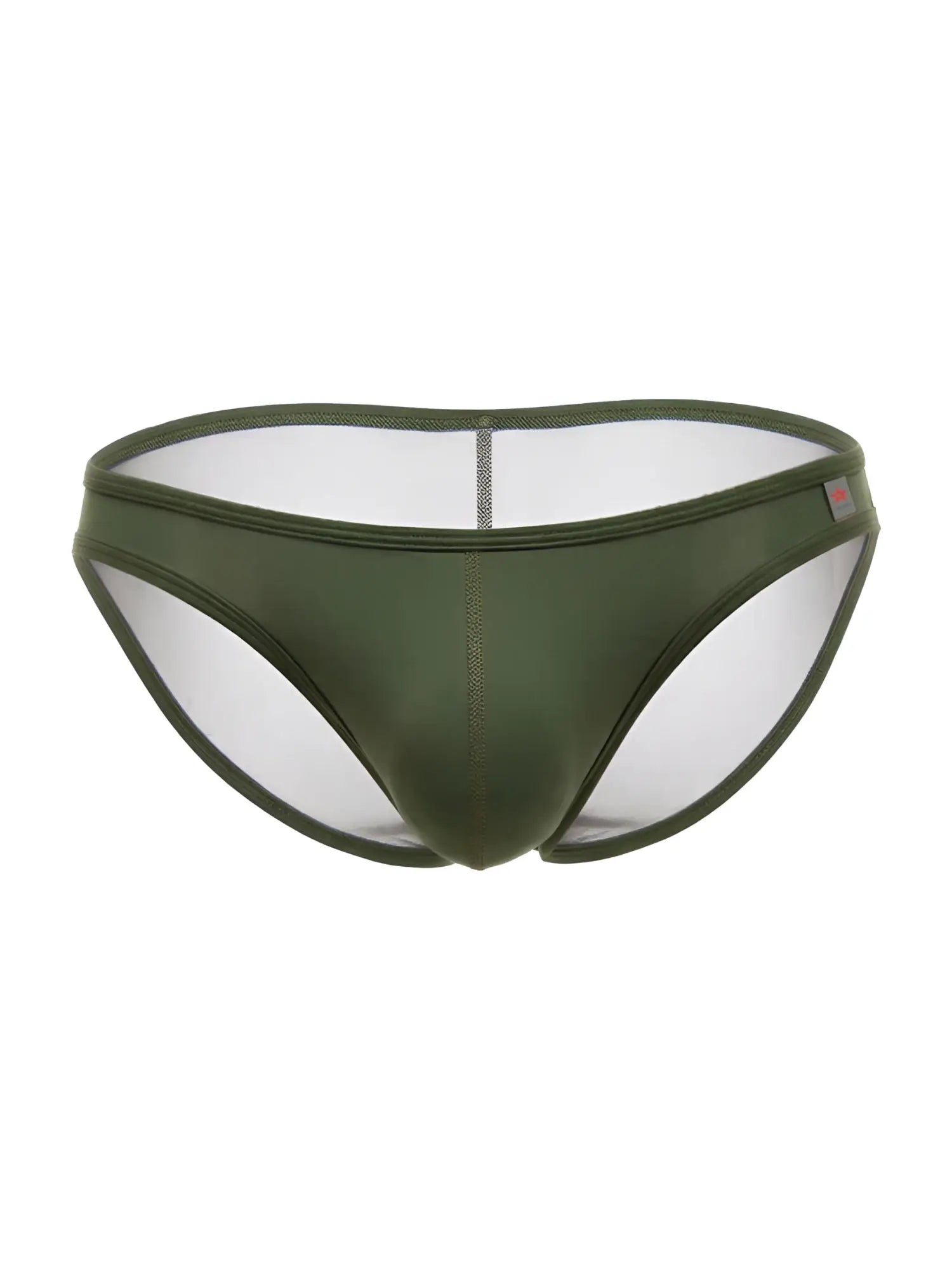 Olive green jor 2353 origin bikini mesh briefs with sleek form-fitting design and transparent side panels
