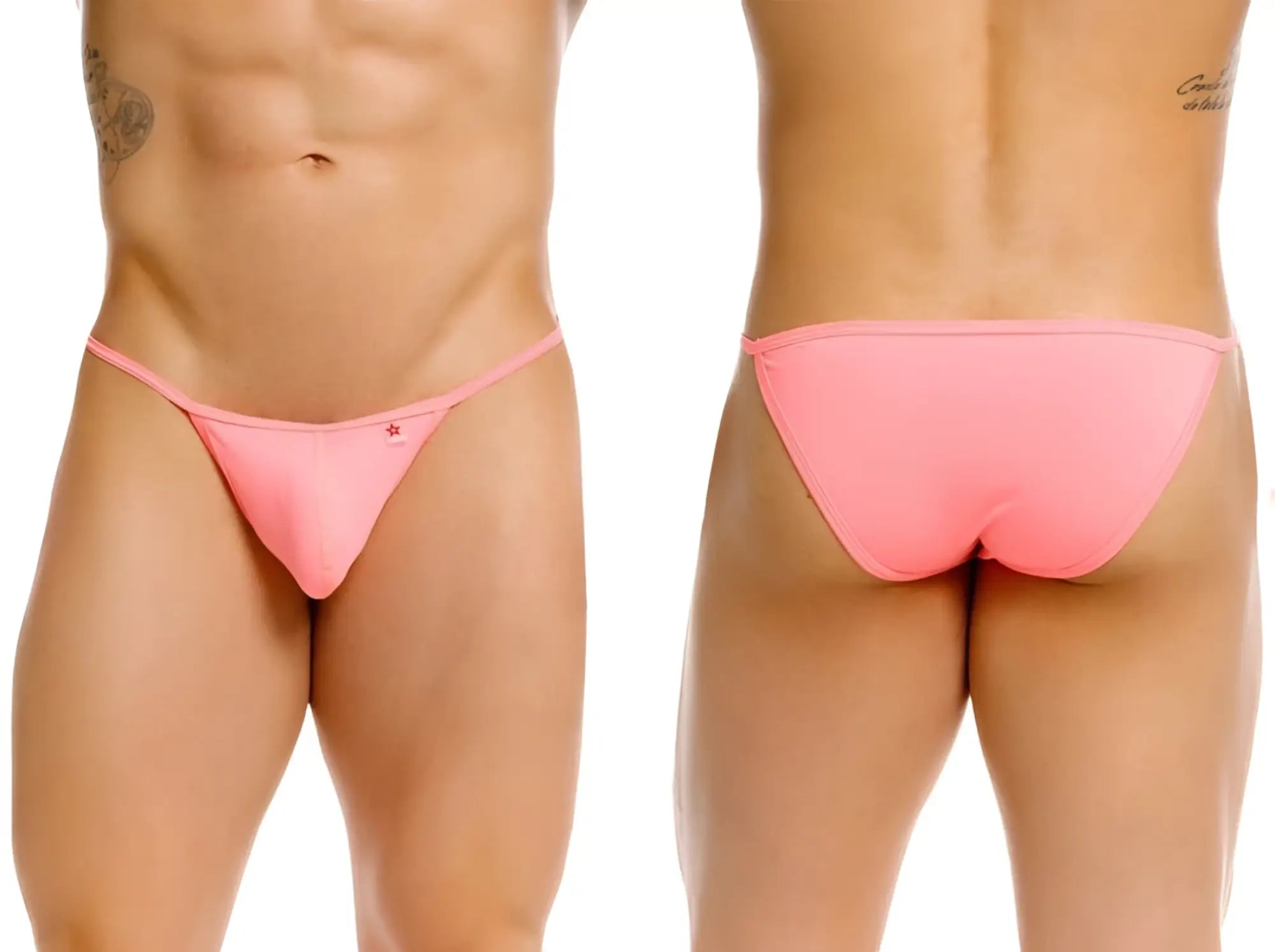 Pink thong bikini with small logo on front in JOR 2358 Axel bikini color candy design