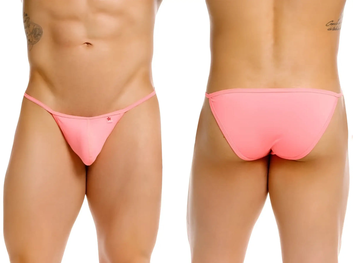 Pink thong bikini with small logo on front in JOR 2358 Axel bikini color candy design