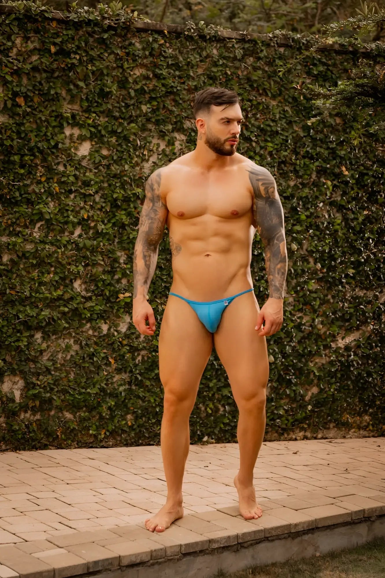 Jor 2358 axel bikini color turquoise vibrant blue form-fitting swim trunks with snug fit and minimalistic design
