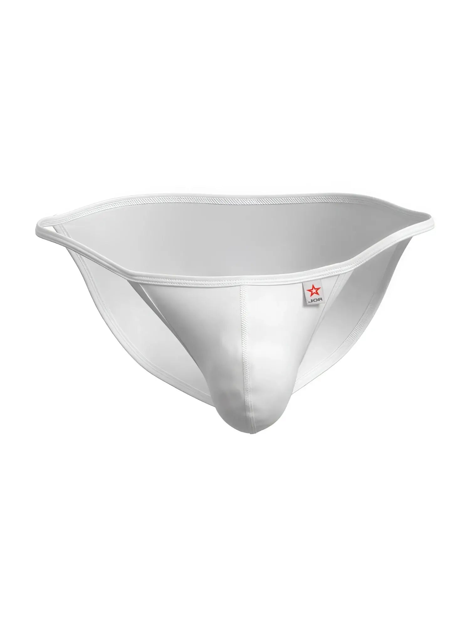 Jor 2358 axel bikini white seamless athletic briefs with minimalist design and red star logo on the waistband