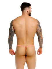 Pink thong jor 2359 axel g-string with thin seamless fabric straps in candy color shown from the back side
