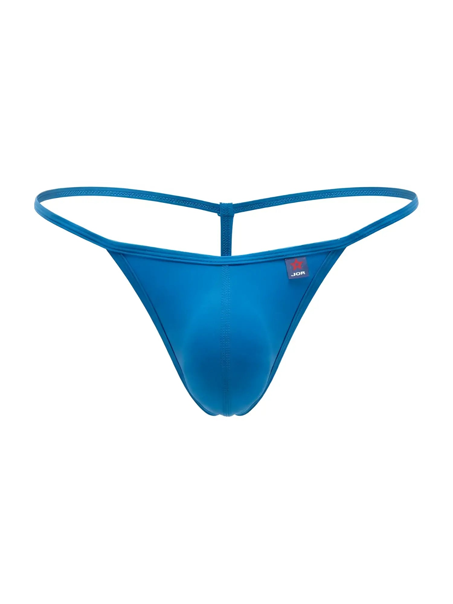 Bright blue jom brand thong jor 2359 axel g-string in turquoise with smooth stretchy fabric and thin supportive straps