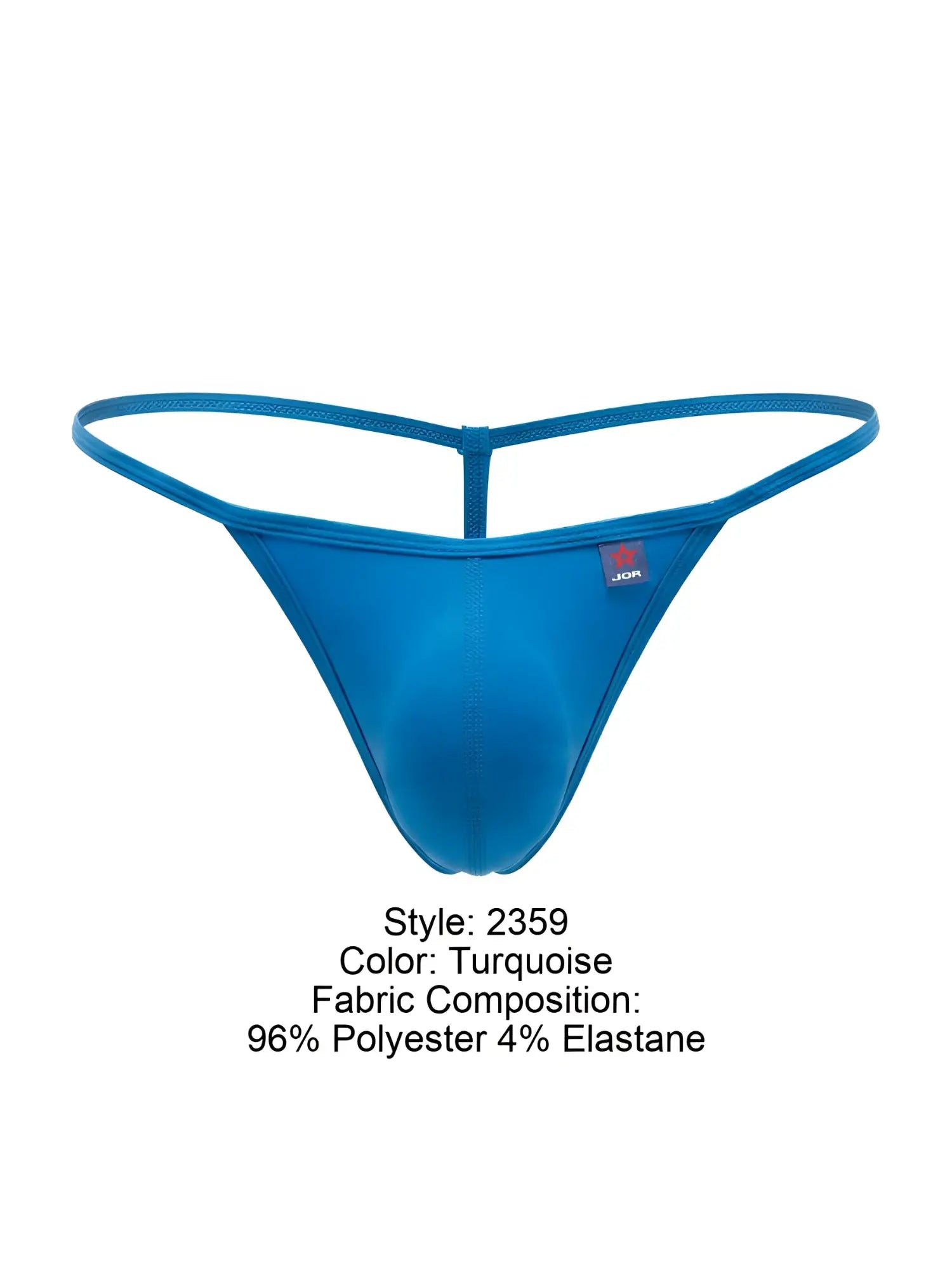 Turquoise jon brand thong made of 96 polyester and 4 elastane jor 2359 axel g-string back side view