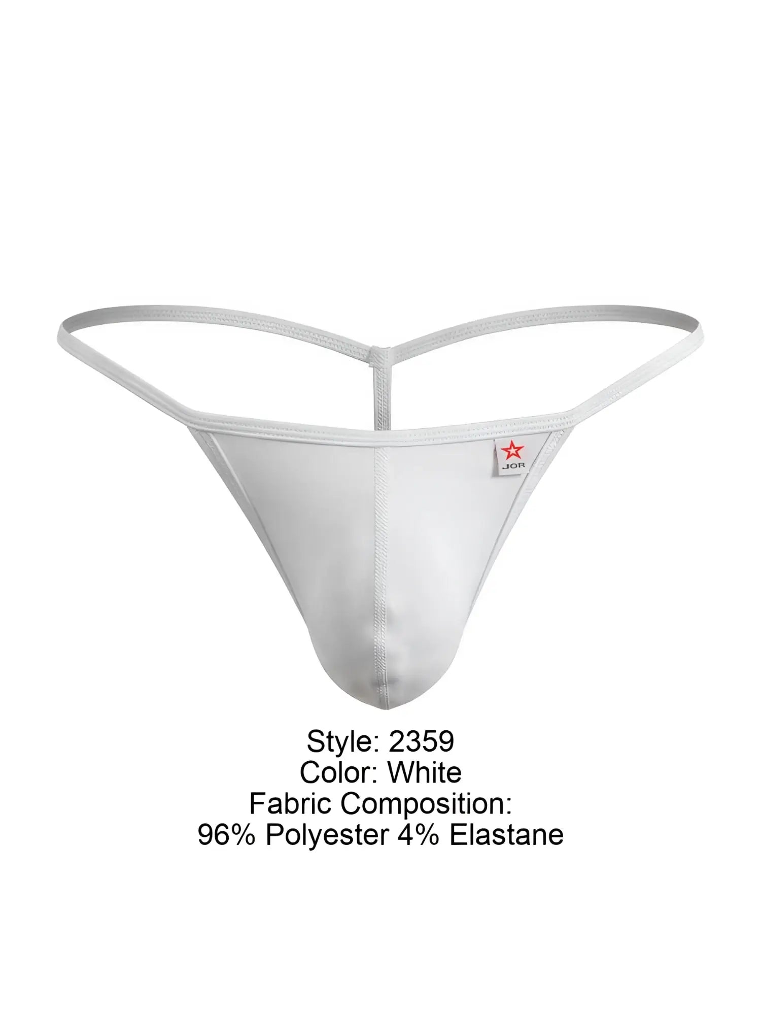 White jor 2359 axel g-string thong with minimalist design thin elastic straps smooth polyester elastane blend