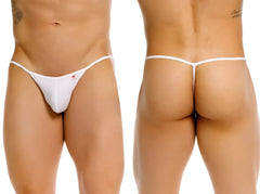White jor 2359 axel g-string thong with small red star emblem on front in soft fabric for comfortable wear