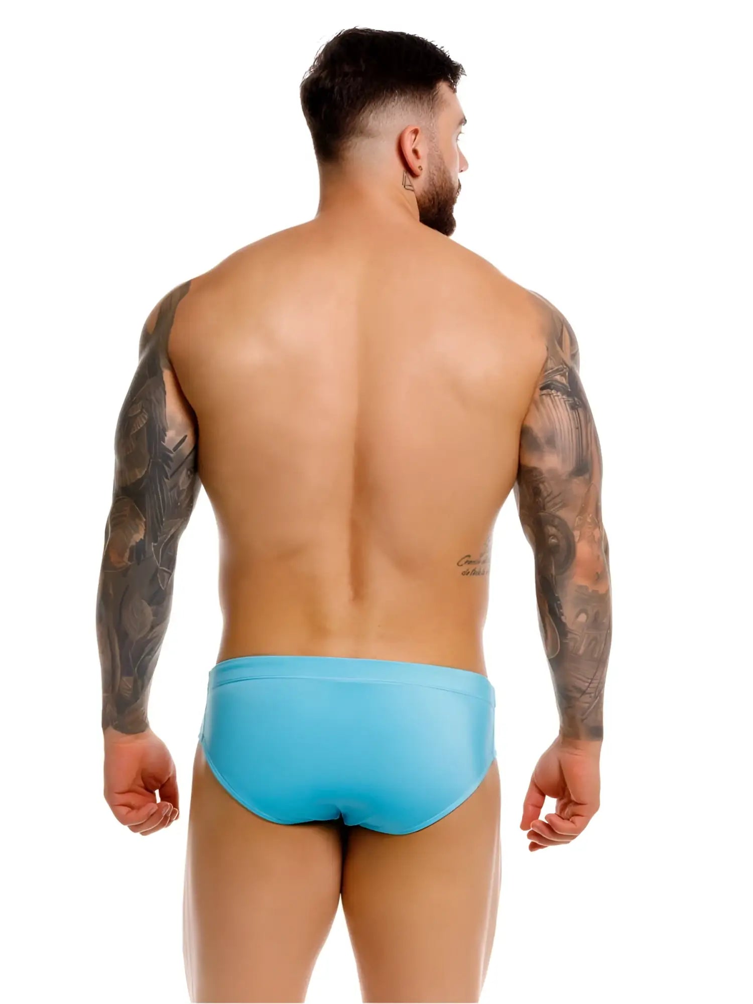 Bright blue turquoise jor 2387 travel swim briefs with smooth form-fitting design for swimming and travel