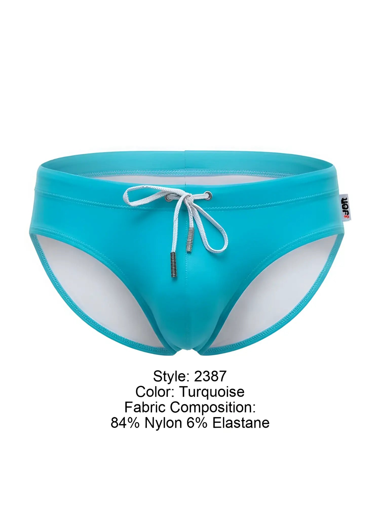 Turquoise JOR 2387 travel swim briefs with white drawstring and elastic waistband for comfortable swimwear