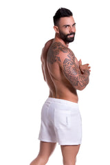 White jor arrecife copacabana mini swim shorts with subtle side pocket logo size m