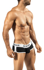 Black and white joe snyder activewear mini shorty briefs with a sleek modern design for comfortable wear