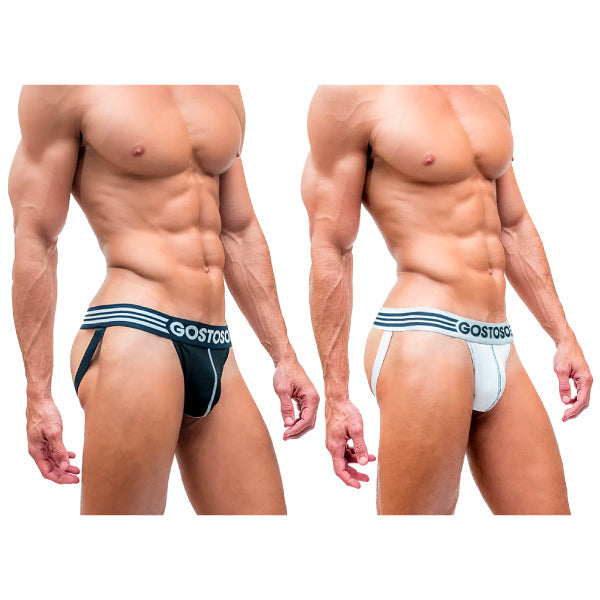 CA-RIO-CA Gostoso Varsity Cotton Jockstrap -2-pack Black & White pair Underwear