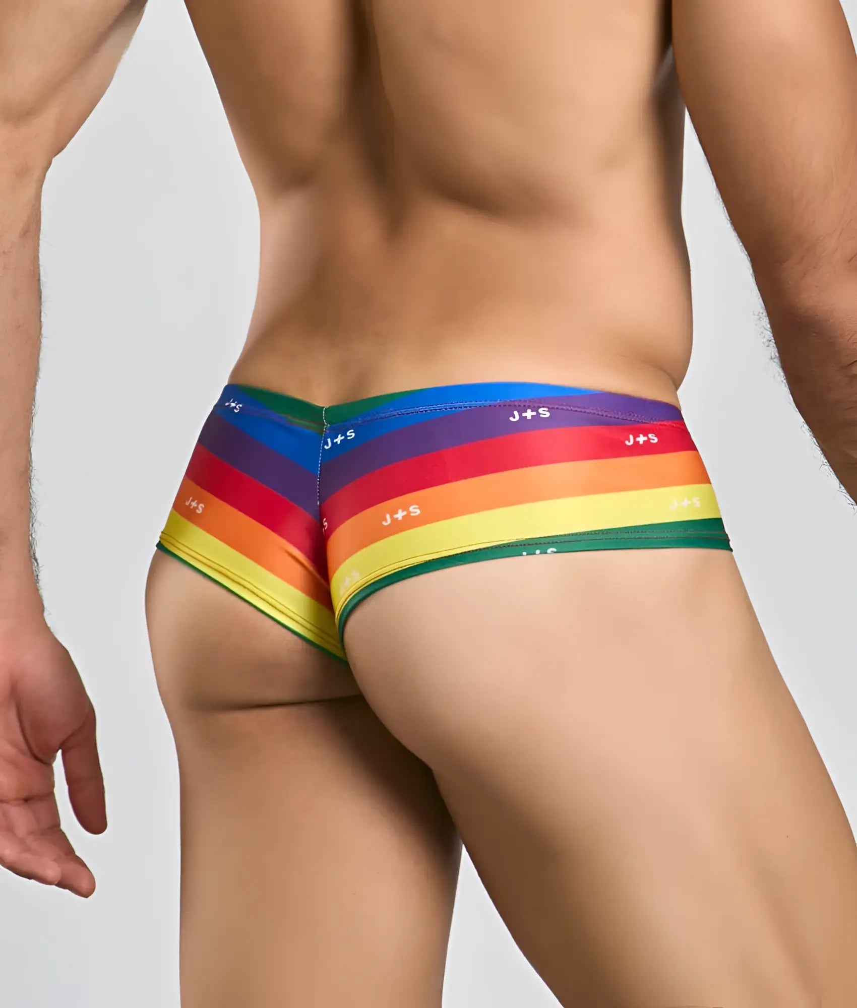 Rainbow-striped justin + simon cheek branded briefs made of soft breathable fabric for comfortable everyday wear