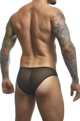Black sheer mesh briefs justin simon xsj01 classic bikini showcasing breathable lightweight fabric