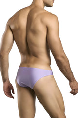 Lavender satin briefs classic bikini style by justin simon in lilac color made from smooth satin fabric