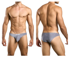 Gray sparkly briefs with subtle textured lurex pattern from justin simon xsj01 classic bikini collection
