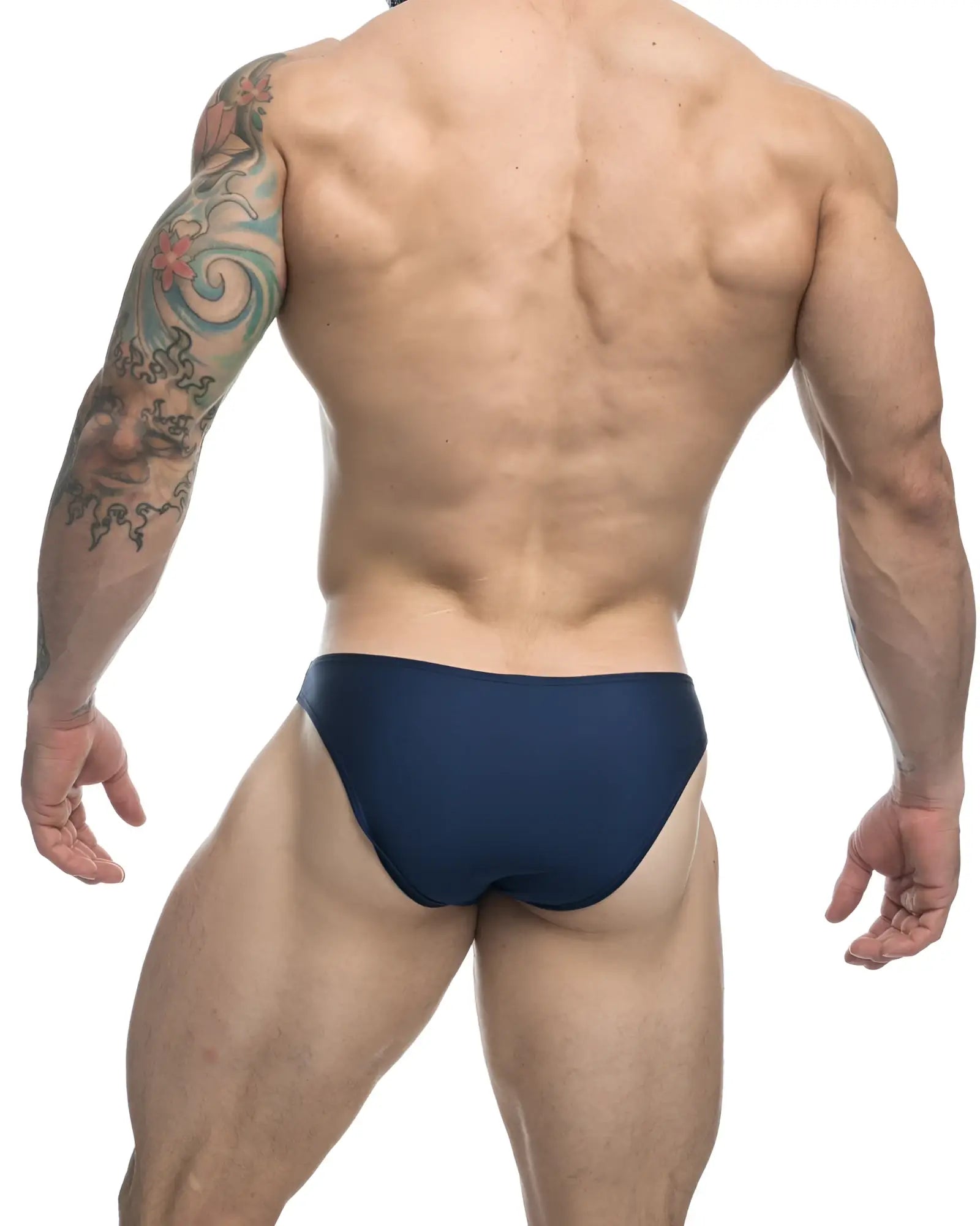 Navy blue briefs classic bikini style by justin simon made of soft breathable fabric for comfortable daily wear