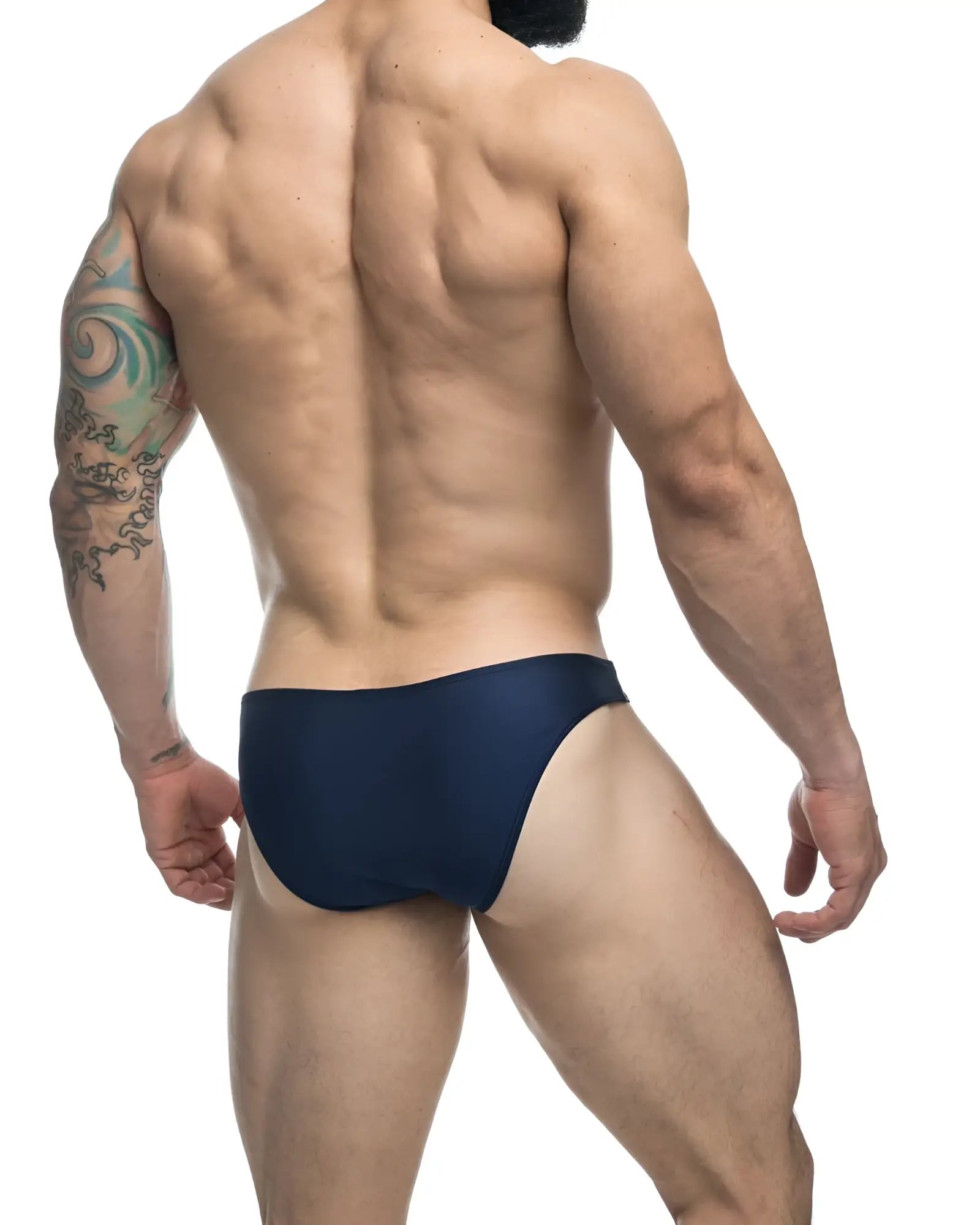 Navy blue justin simon classic bikini briefs with smooth form-fitting design ideal for comfortable everyday wear
