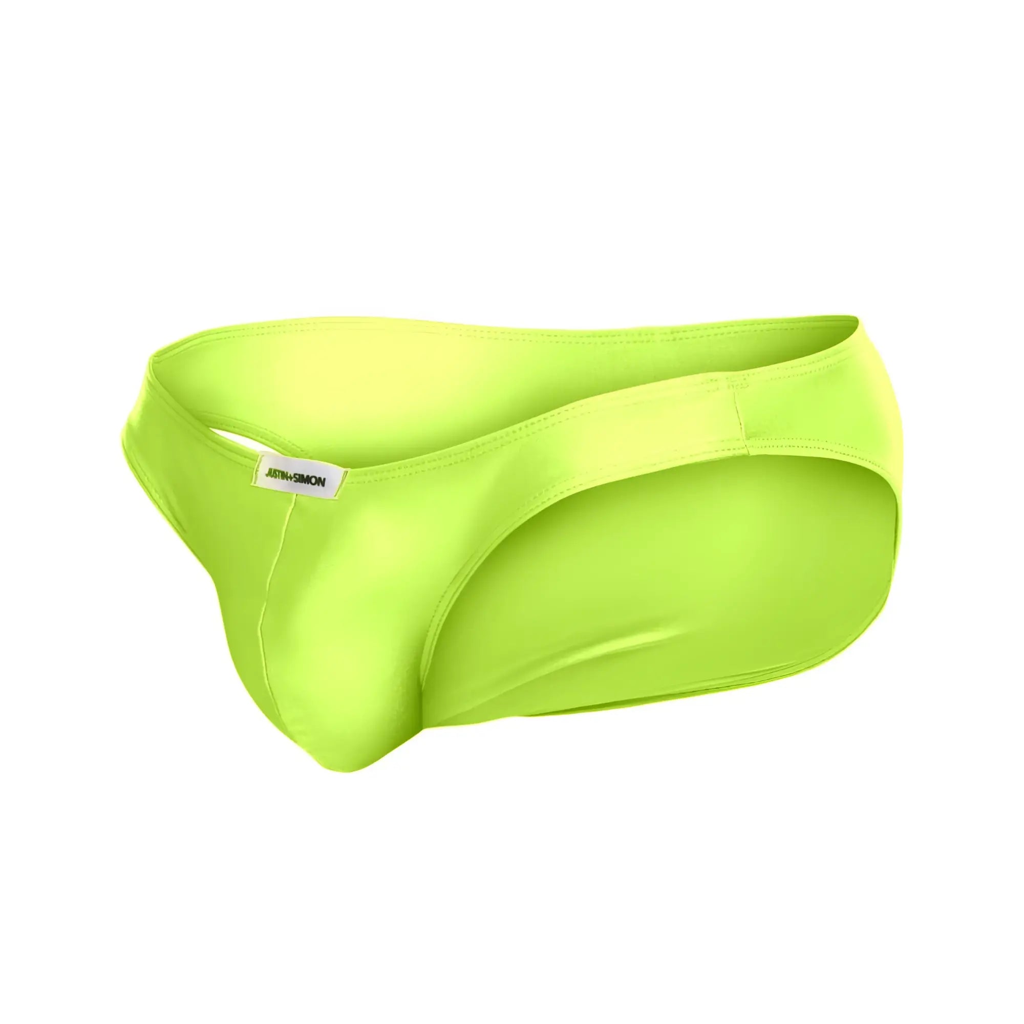 Justin plus simon xsj01 classic bikini neon green men’s briefs with smooth form-fitting fabric and subtle brand tag