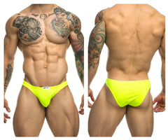 Neon yellow athletic briefs justin simon xsj01 classic bikini with breathable fabric for active wear