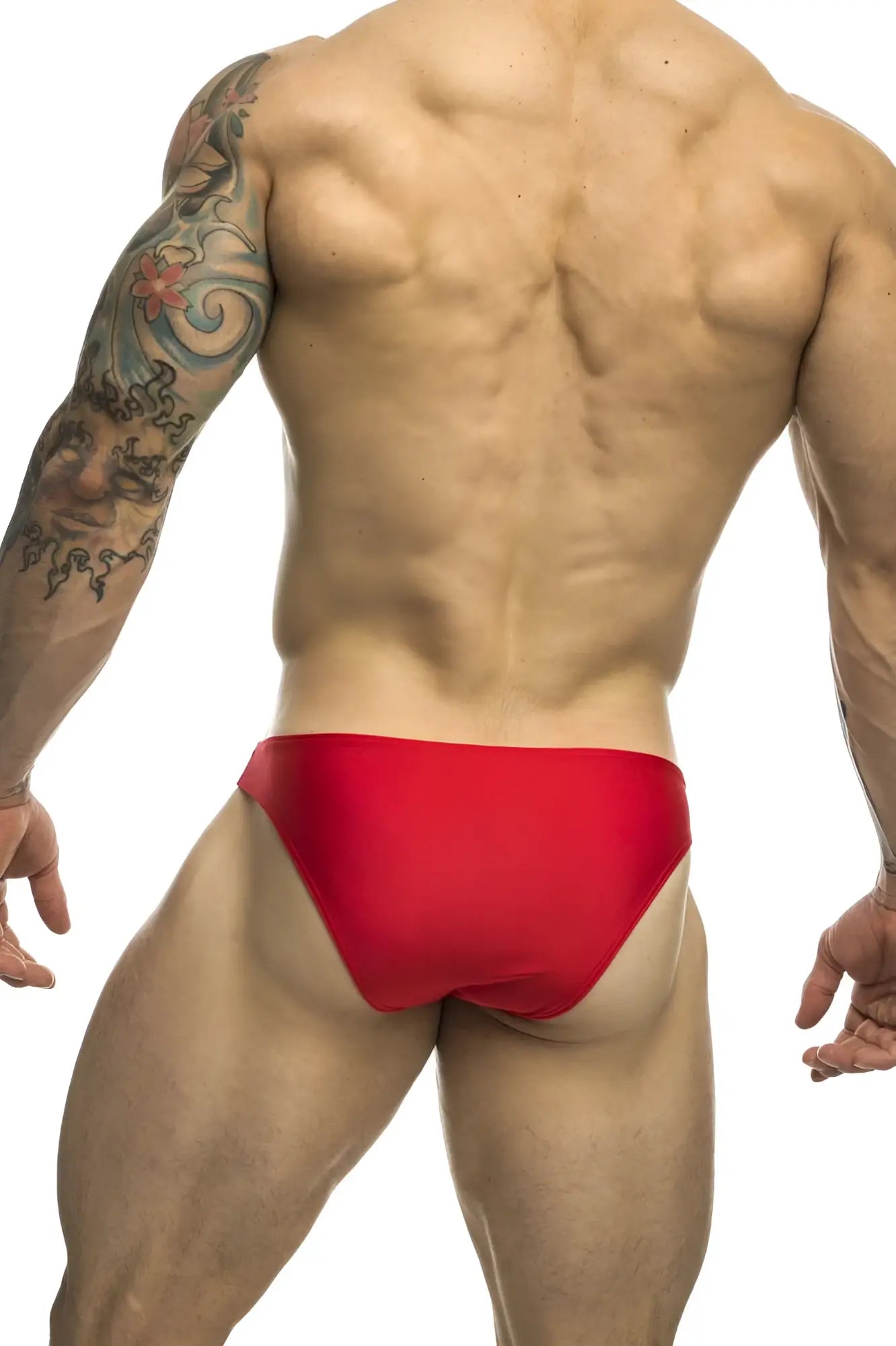 Justin+Simon xsj01 classic bikini swim trunks in red featuring a comfortable fit for swimming and beachwear