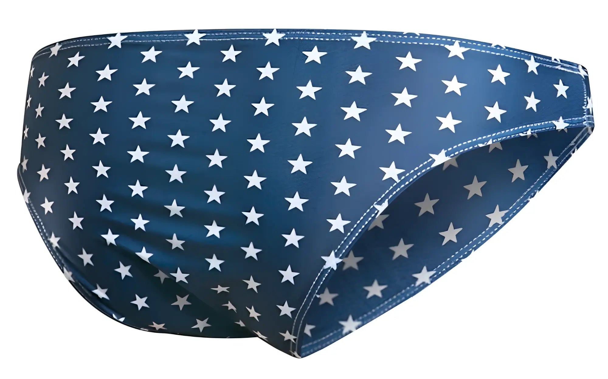 Blue swim trunks by justin simon with white star pattern classic bikini color usa flag design for swimming and beachwear