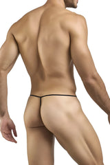 Black thong underwear justin simon xsj02 classic g-string baby blue with thin sleek design shown from the back side