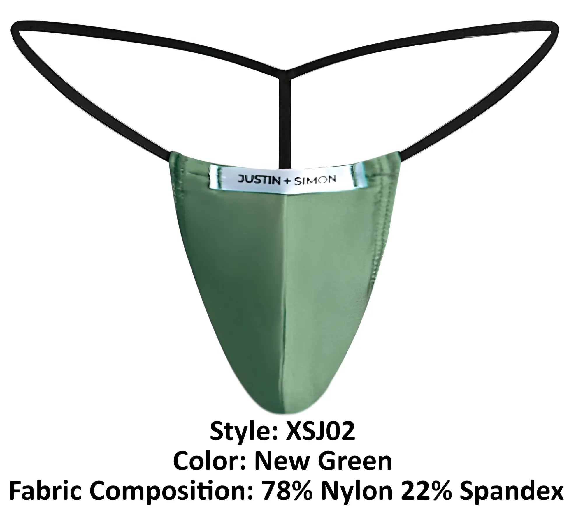 Justin simon new green classic g-string in sleek 78 nylon 22 spandex form-fitting design showing back side