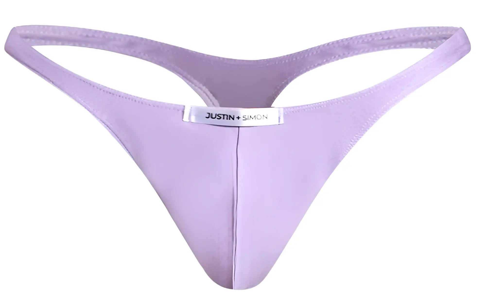 Light purple lilac classic thong with silver justin simon label at center in justin simon xsj03 style