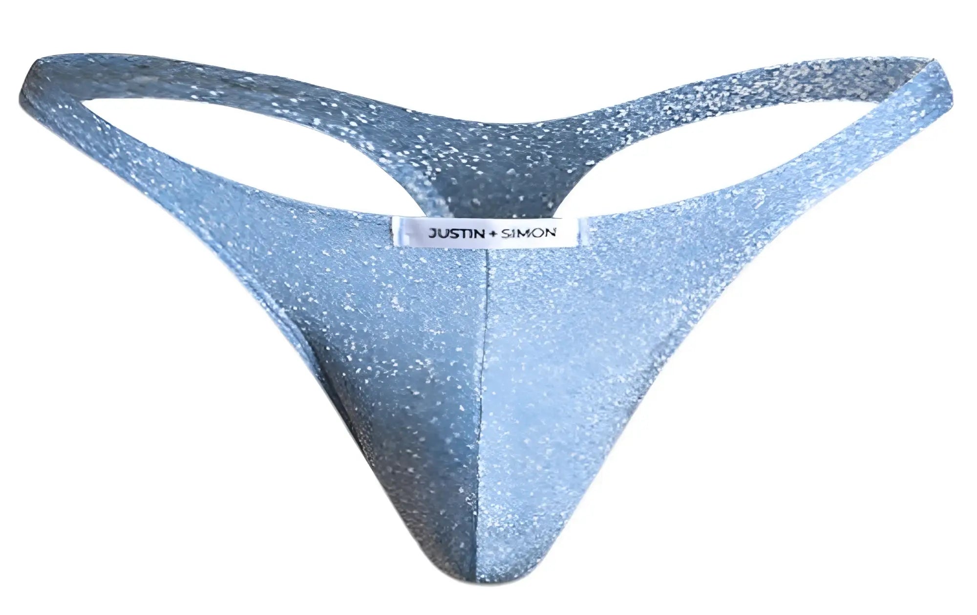 A shimmering light blue glittery lurex thong from justin simon classic thongs xsj03 collection