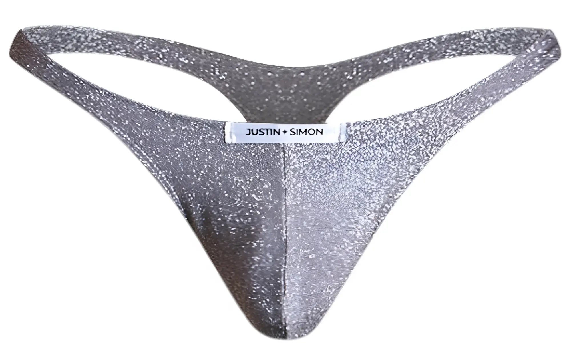 Shiny silver glitter thong by justin simon in lurex gray classic style xsj03 perfect for everyday wear