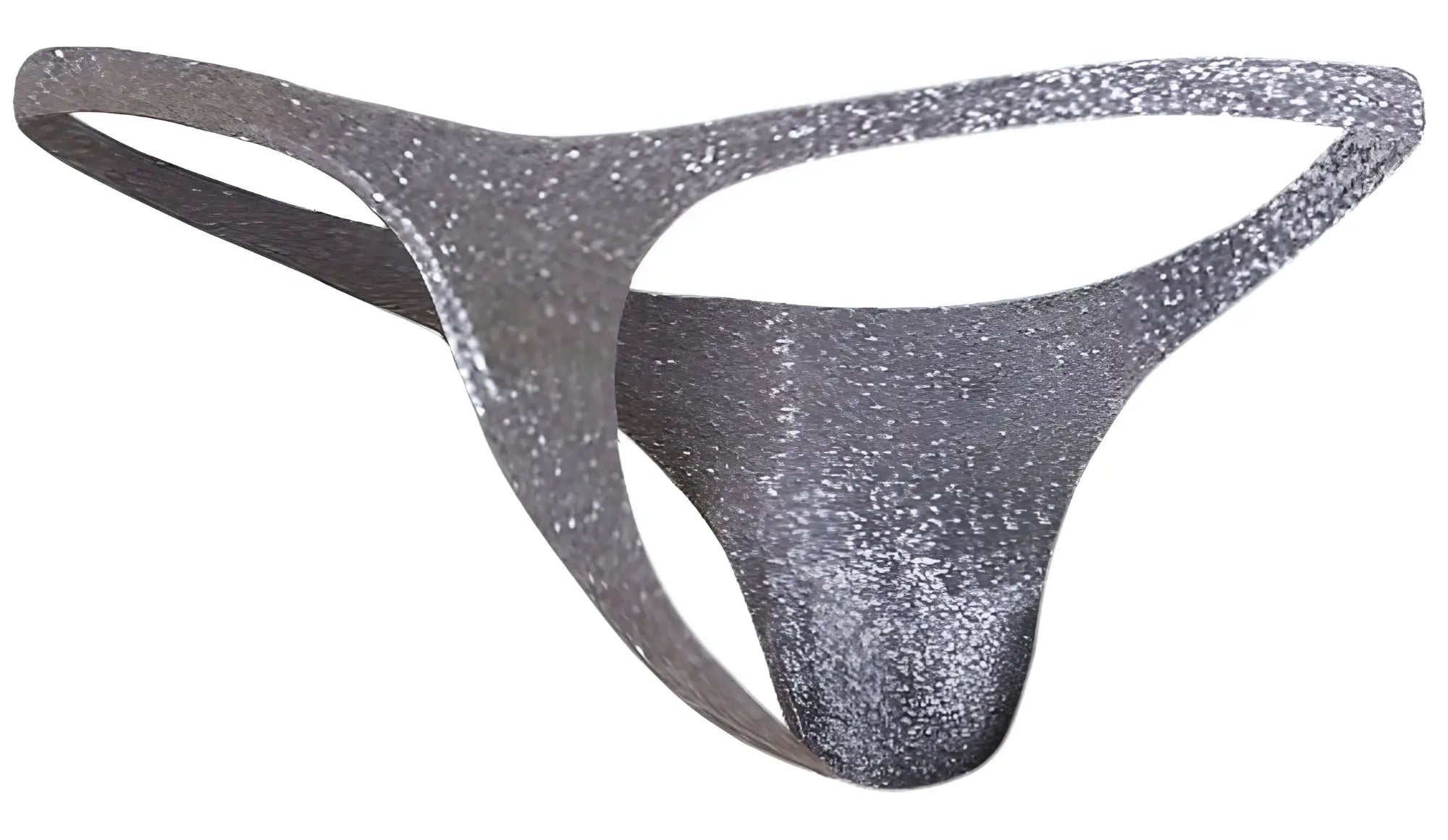 Justin simon xsj03 classic thong in silver glitter lurex gray with sleek form-fitting design shown from the back