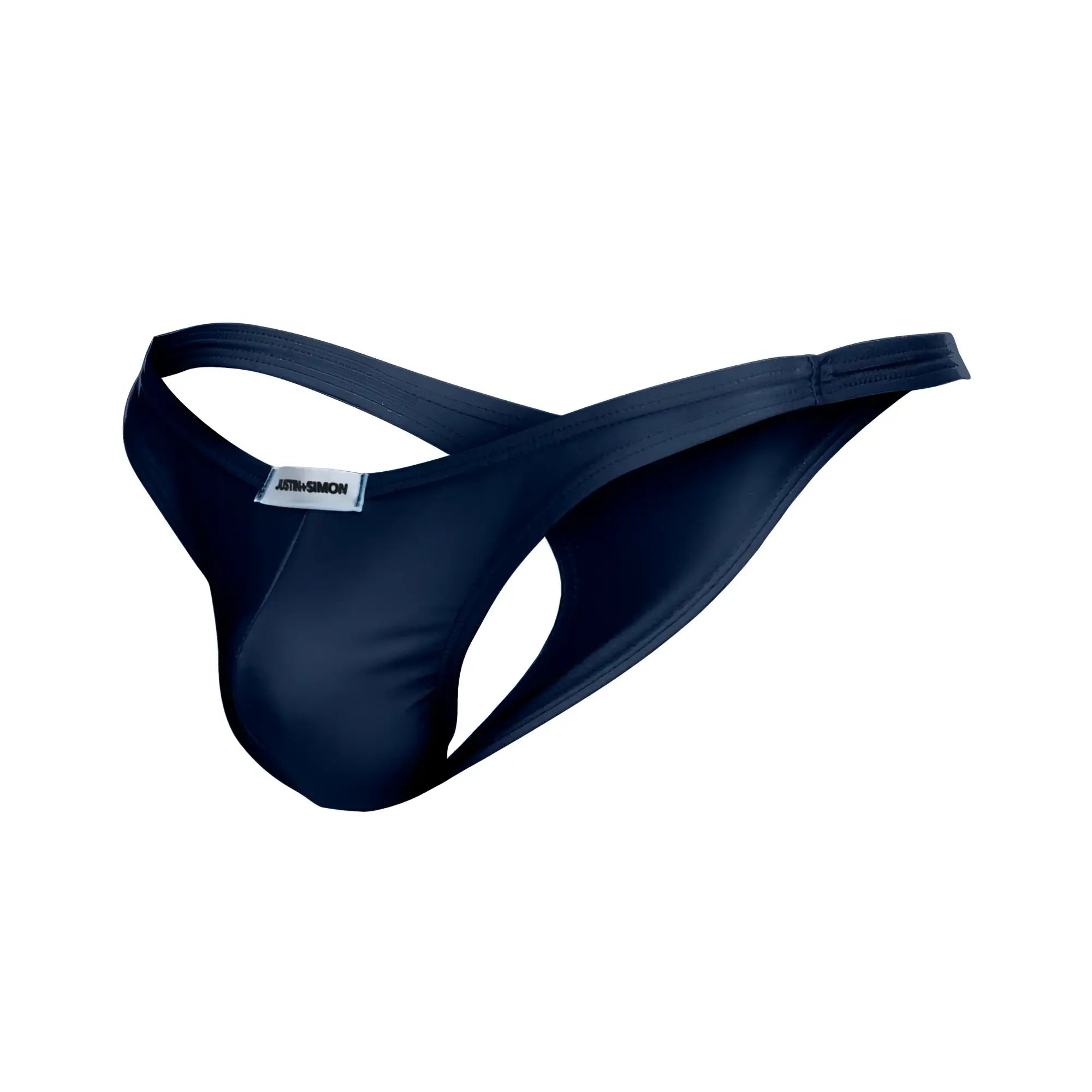 Navy blue justinsimon classic thong made of smooth stretchable fabric with a sleek minimalist design