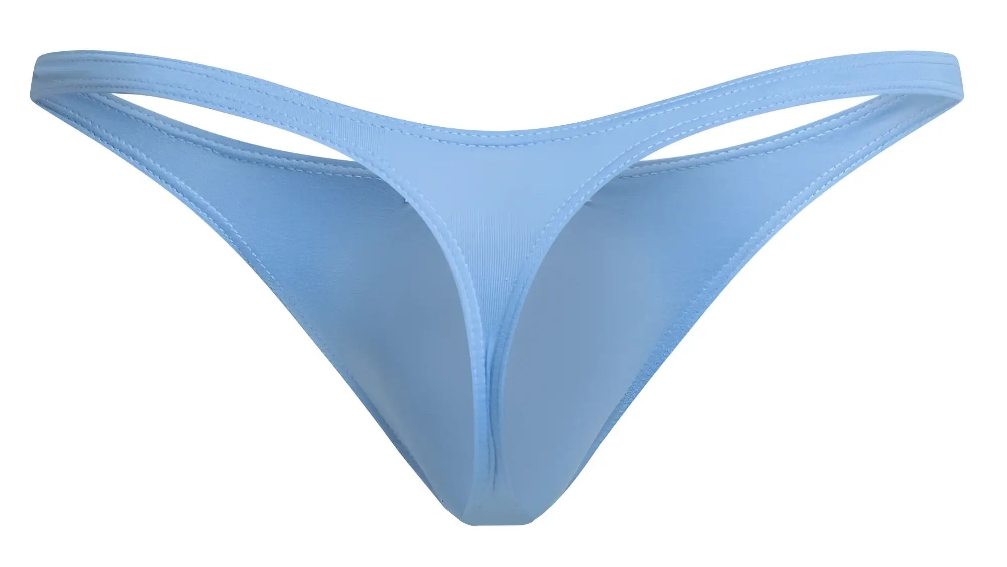 Light blue peach classic thong by JUSTIN SIMON made of smooth stretchy fabric with minimalist design and fine stitching