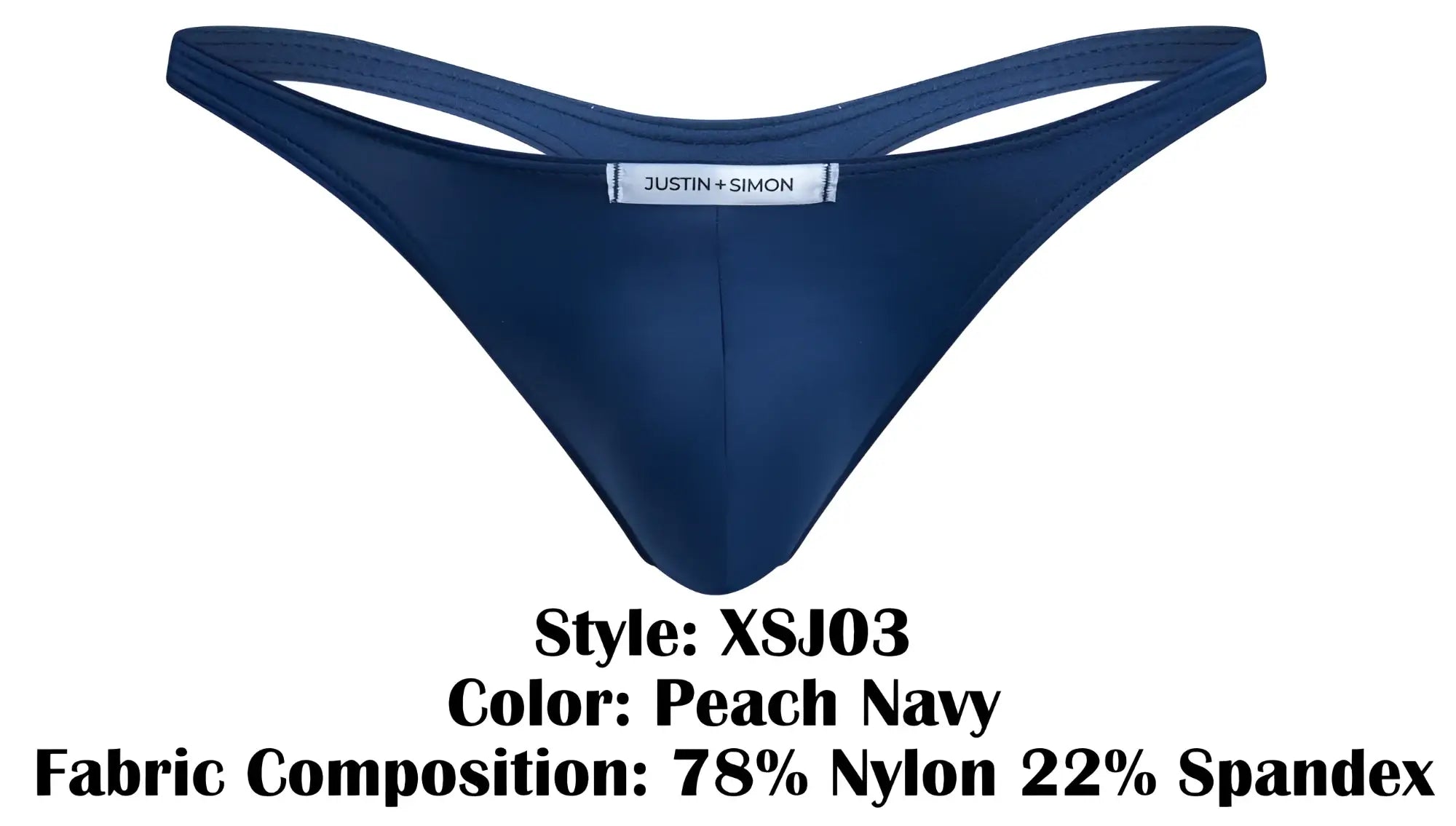 Navy blue and peach classic thong by justin + simon style xsj03 made from soft breathable fabric