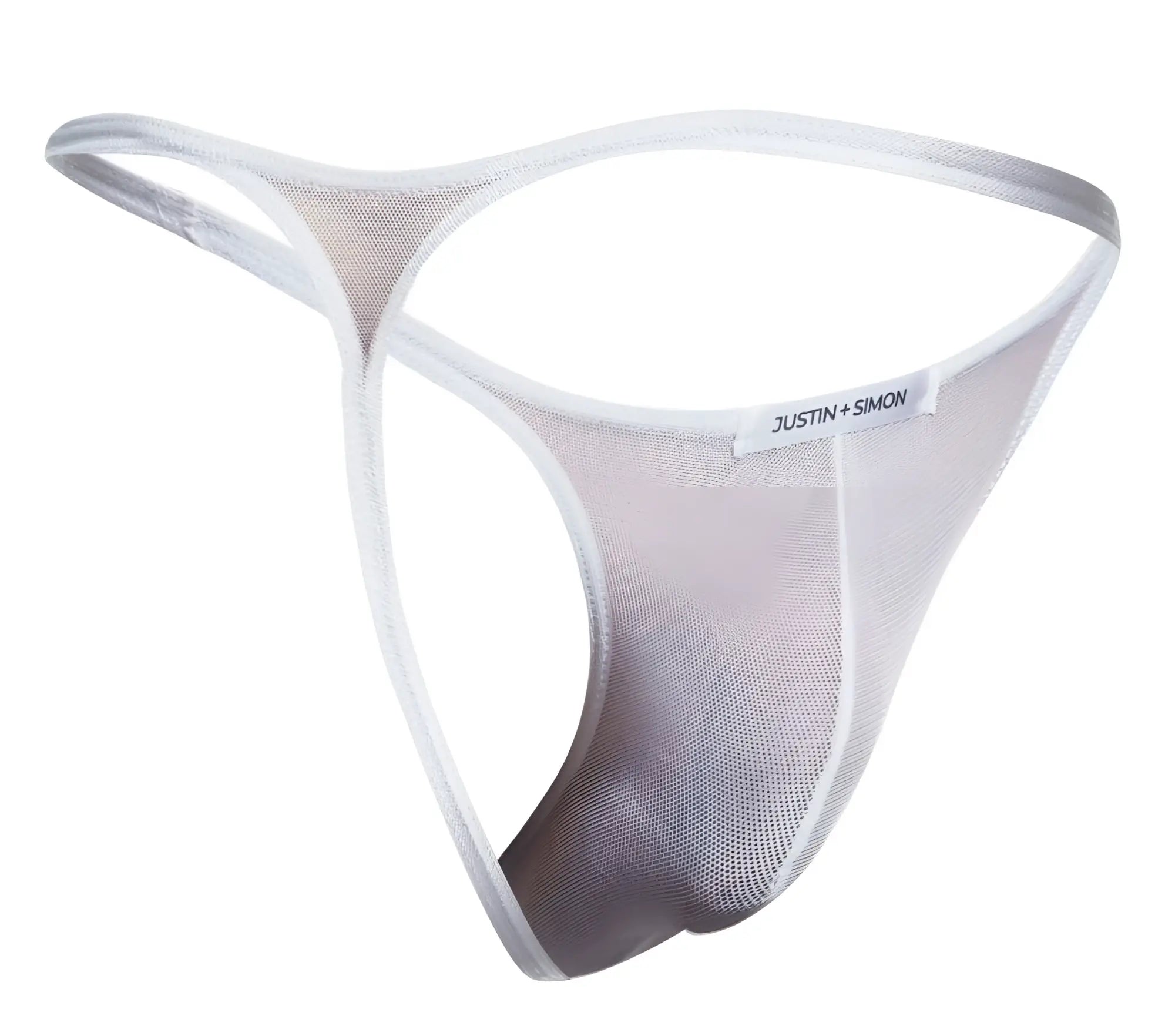 White mesh thong by justin + simon featuring breathable fabric in a classic style for everyday comfort