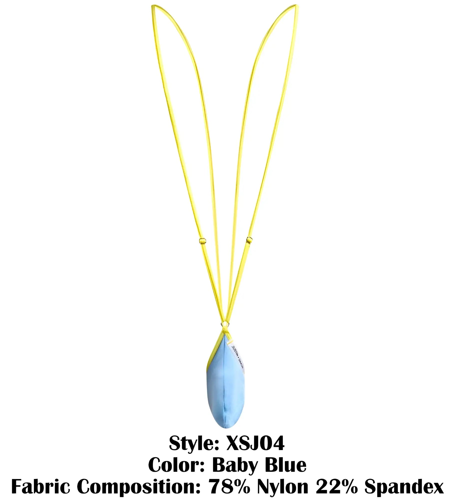 Baby blue teardrop pendant necklace with vibrant yellow cord from justin simon xsj04 sling color collection