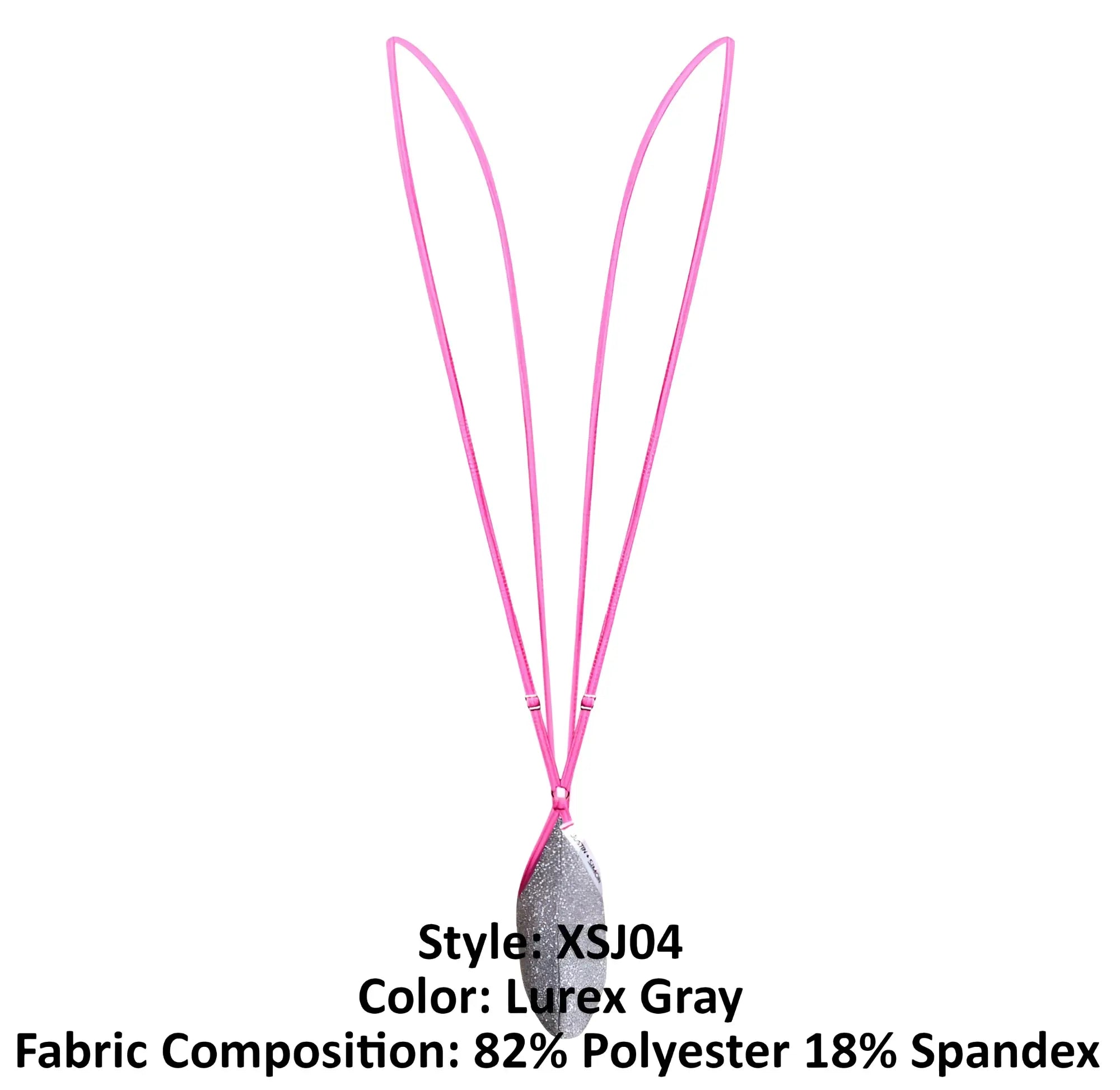 Justin simon xsj04 sling gray lurex gray lanyard with a pink strap and silver glittery teardrop pendant