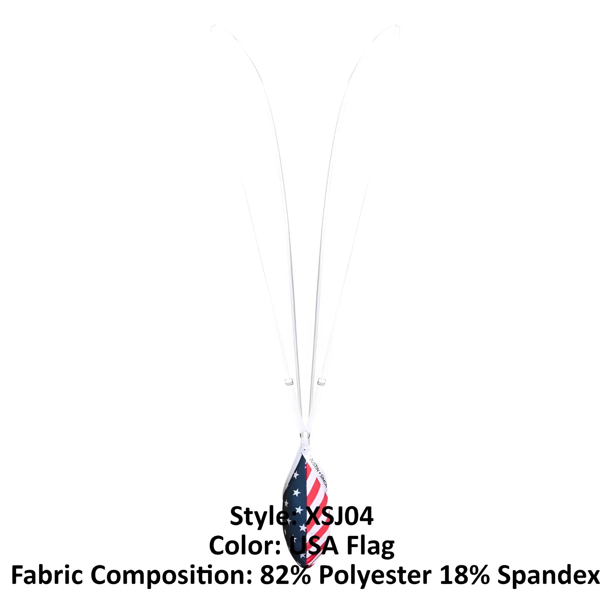 White lanyard with teardrop usa flag pendant made of 82 polyester and 18 spandex from justin simon xsj04 sling series