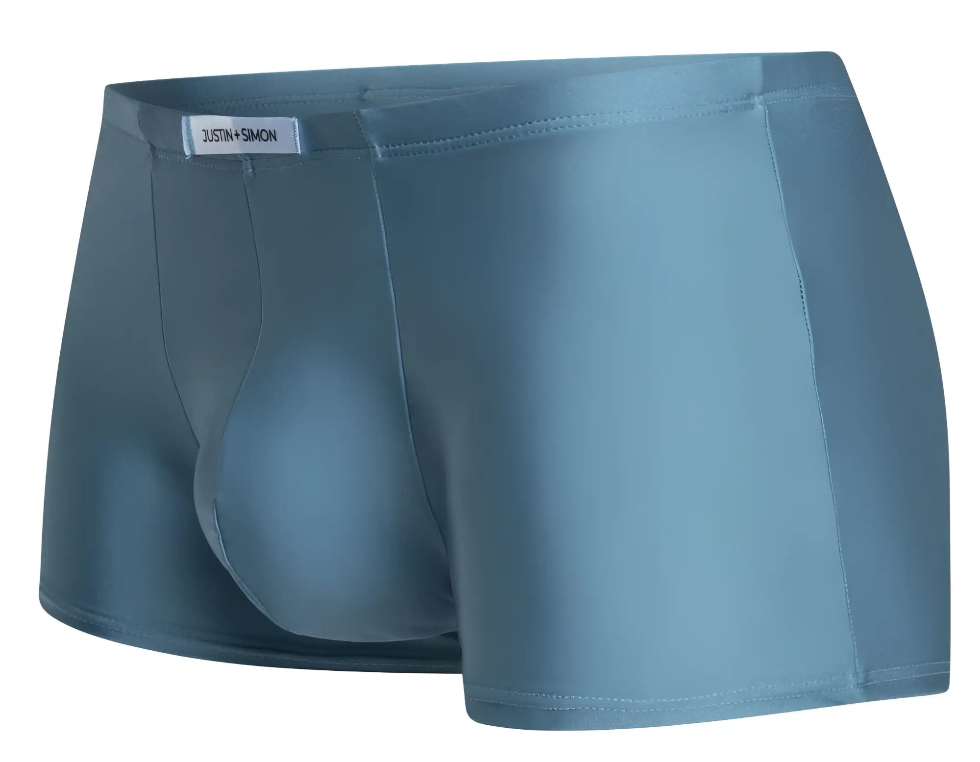 Blue satin briefs from justin simon in metal green classic boxer style for comfortable everyday wear