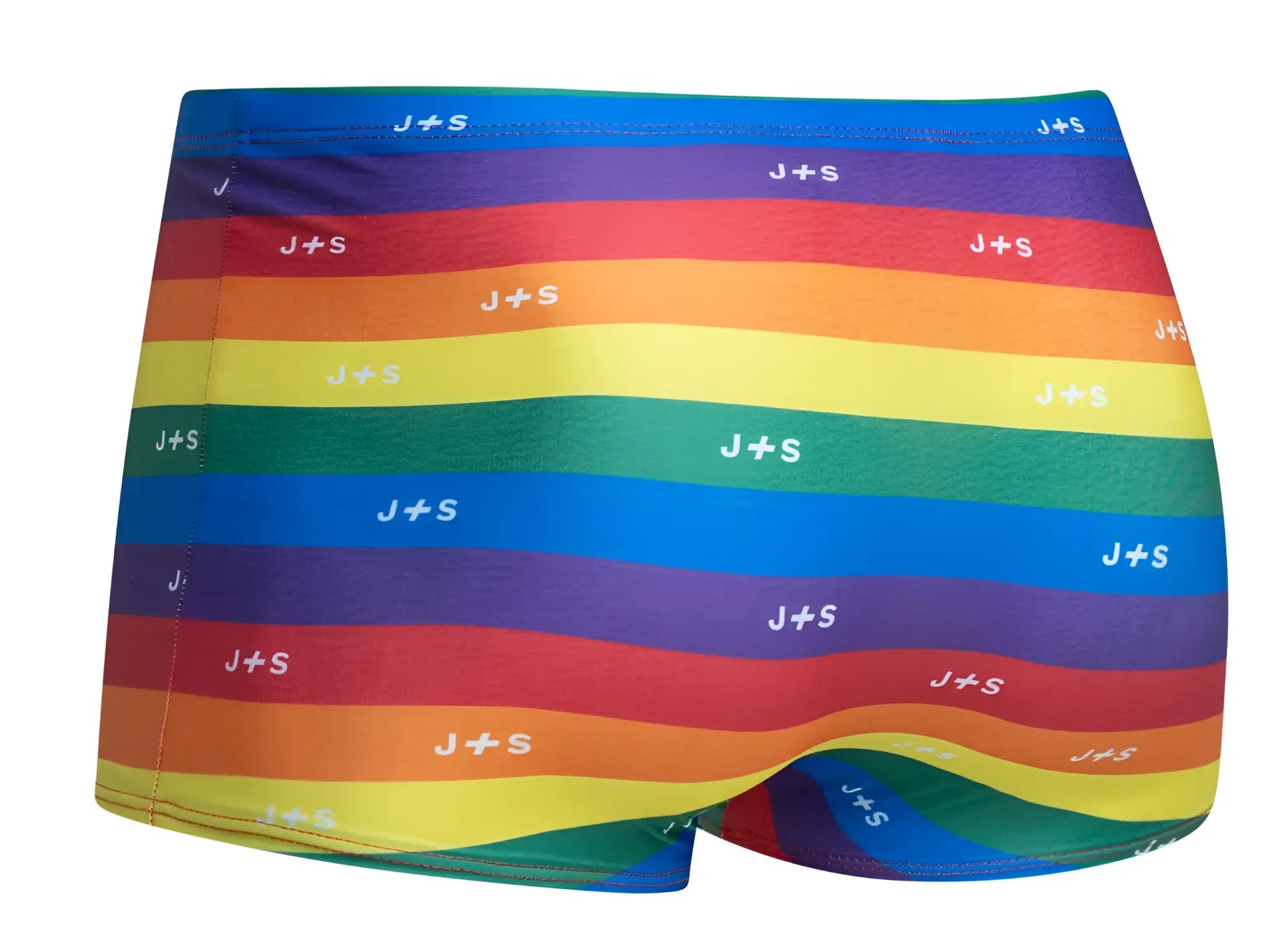 Justin simon xsj08 classic boxer color pride flag rainbow-striped men’s boxer briefs with white j+s logo across stripes