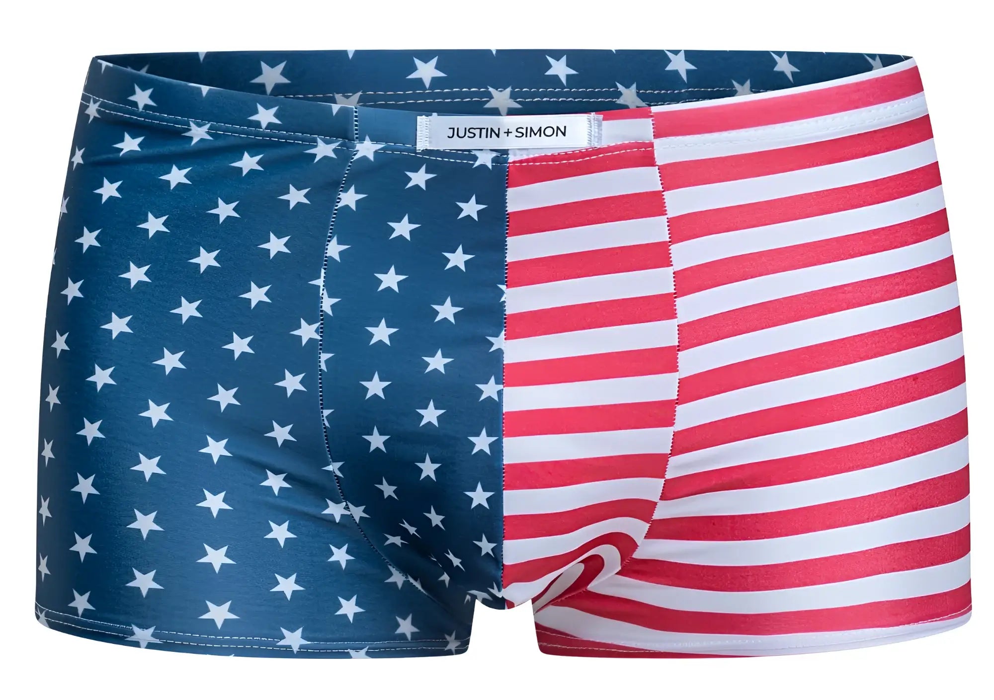 Justin simon classic boxer color usa flag men’s boxer briefs with navy stars and red white stripe split design