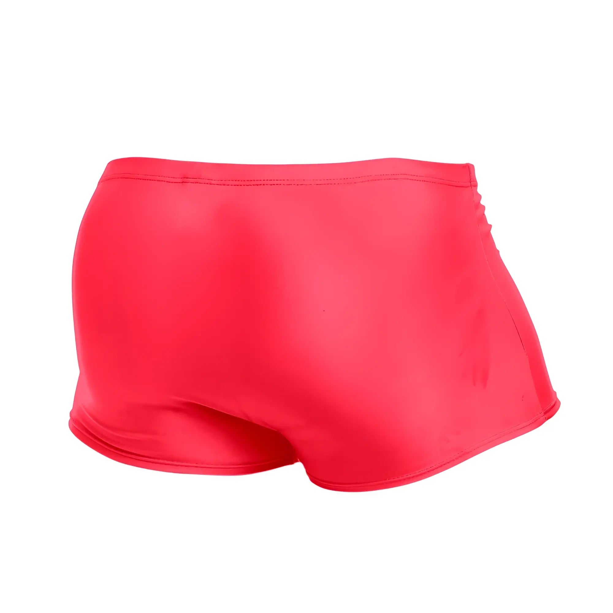 Justin+Simon XSJ08 classic trunks in coral bright red shiny fabric with smooth form-fitting design