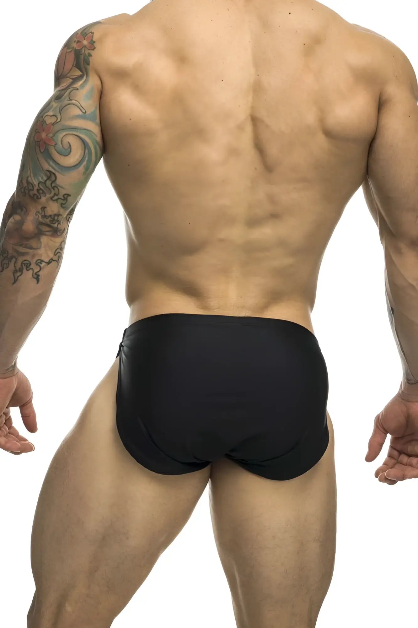 Black justin simon xsj09 form-fitting swim trunks made of quick-dry fabric for running and water activities